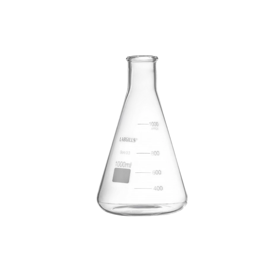 Matraz Erlenmeyer de Vidrio Borosilicato 3.3, Cuello Angosto 50 mL Pobel