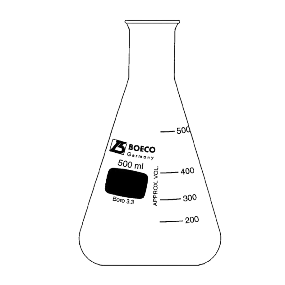 Matraz Erlenmeyer de Vidrio Borosilicato 3.3, Cuello Angosto Boeco