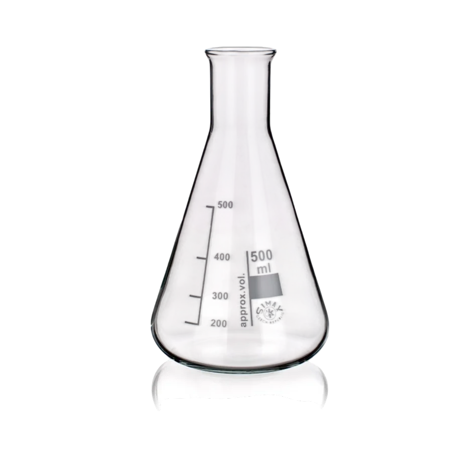Matraz Erlenmeyer de Vidrio Borosilicato 3.3, Cuello Angosto 2000 mL Simax