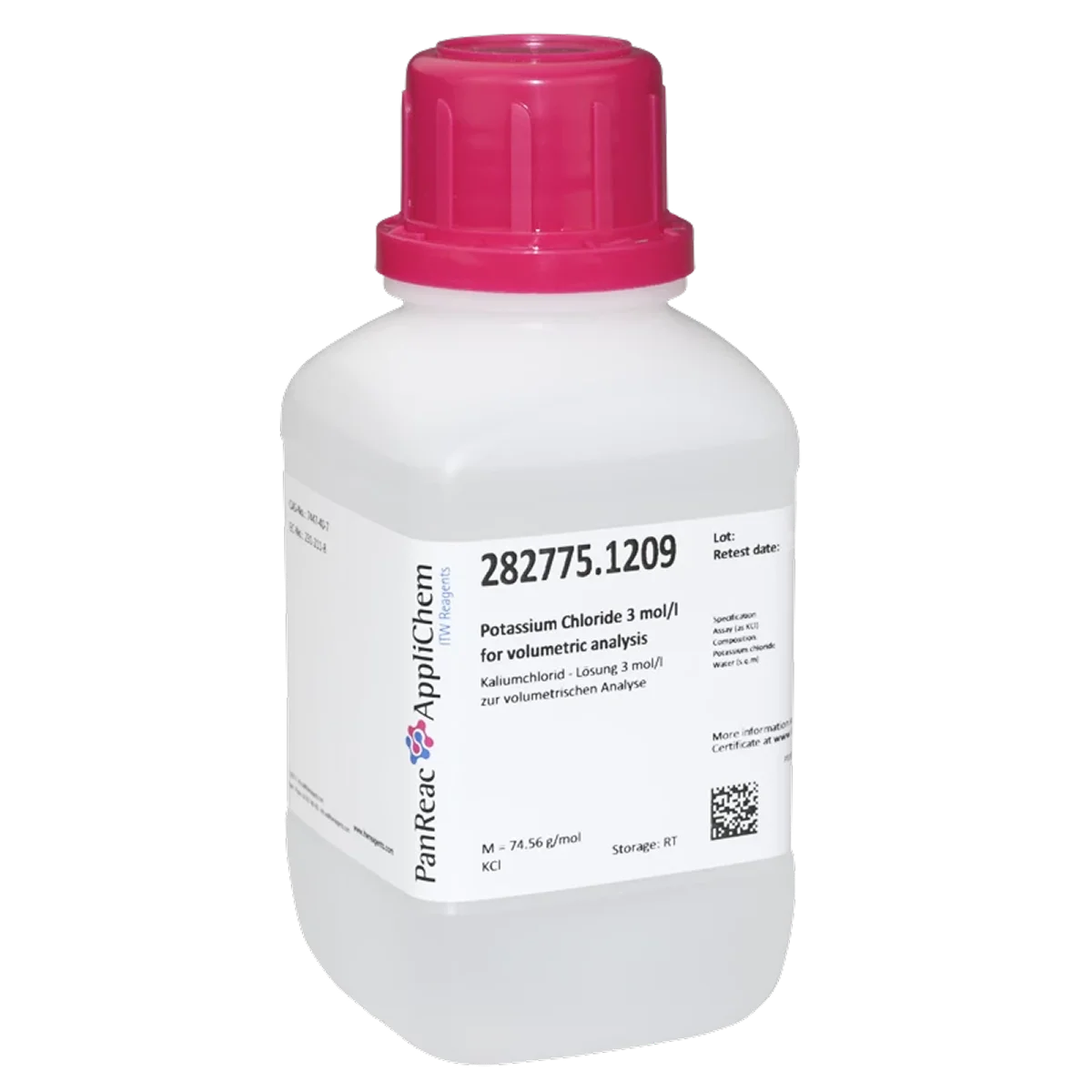 Potasio Cloruro (KCl) 3 M para Análisis Volumétrico Certificado PanReac
